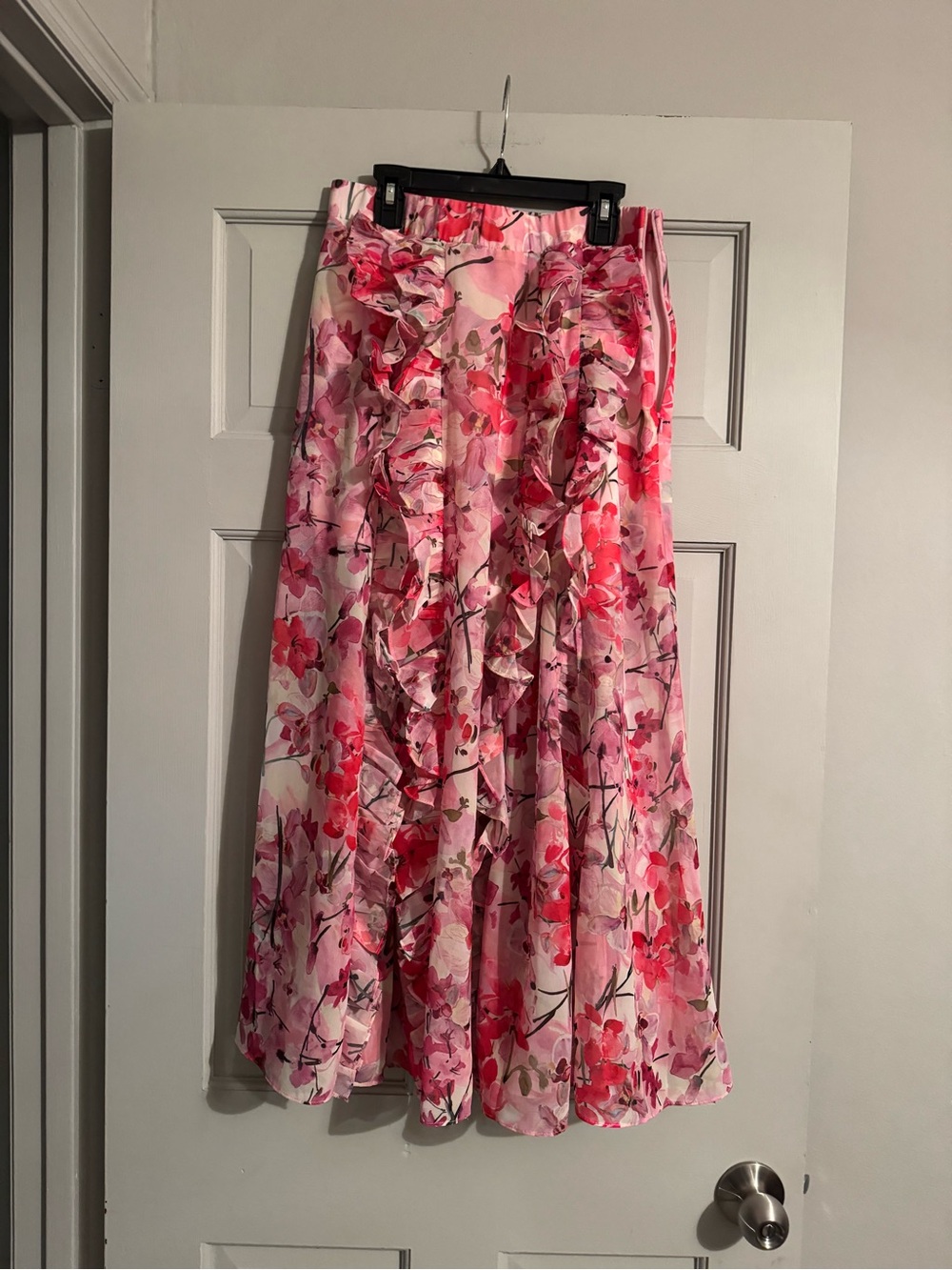Endless Rose Pink Floral Ruffle Maxi Skirt